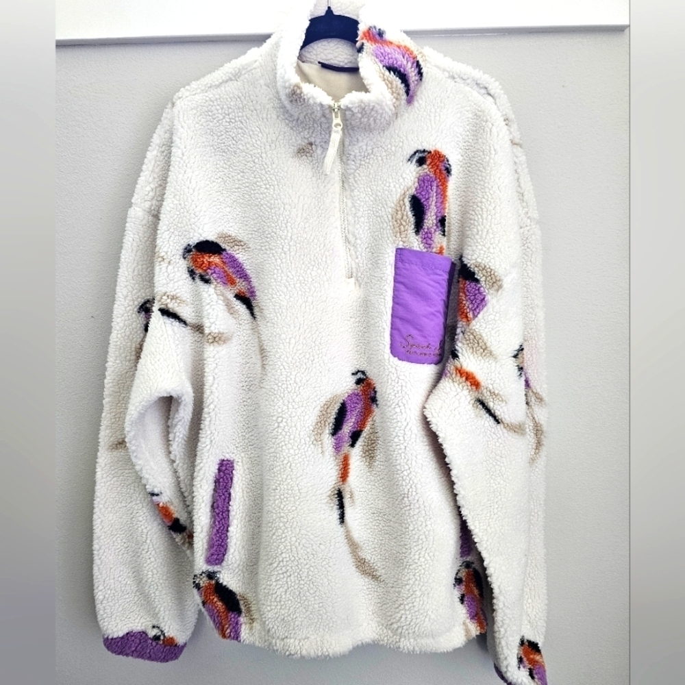 Taylor Swift Cozy White and Purple Women's Fleece 1/4 Zip Sweatshirt